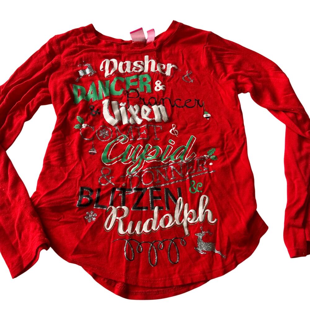 J. Khaki Girls' Red Rudolph Christmas Tee - Small